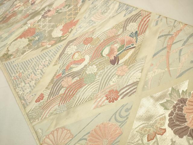 平和屋着物◎六通柄袋帯　唐織　松皮菱花鳥文　正絹　逸品　CAAW9243qe