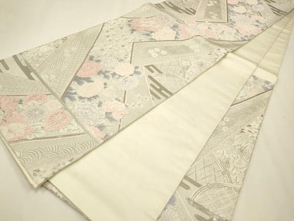 平和屋着物◎六通柄袋帯　唐織　彩華精繍文　プラチナ箔　正絹　逸品　CAAW9244qe