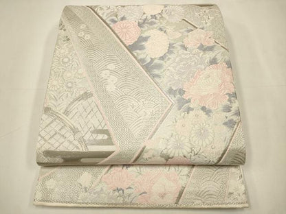 平和屋着物◎六通柄袋帯　唐織　彩華精繍文　プラチナ箔　正絹　逸品　CAAW9244qe