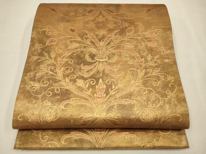 平和屋着物◎六通柄袋帯　束ね花文　金糸　正絹　逸品　CAAW9246qe