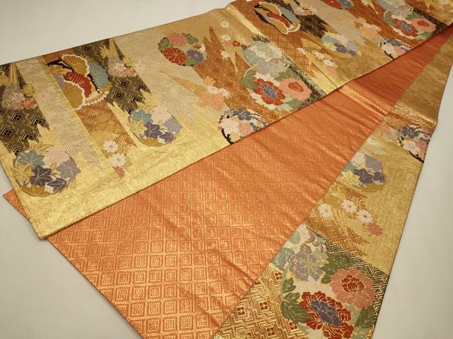 平和屋着物◎佐賀錦　六通柄袋帯　唐織　金糸　正絹　逸品　CAAW9247qe