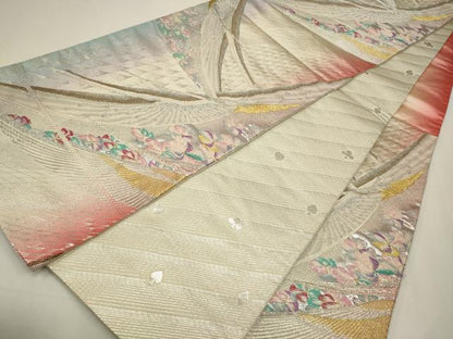 平和屋着物◎六通柄袋帯　舞花文　金銀糸　正絹　逸品　CAAW9248qe