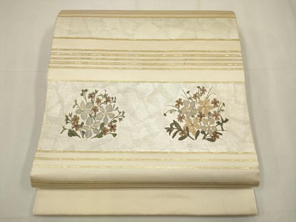 平和屋着物◎六通柄袋帯　螺鈿箔　押し花　金彩　正絹　逸品　CAAW9249qe