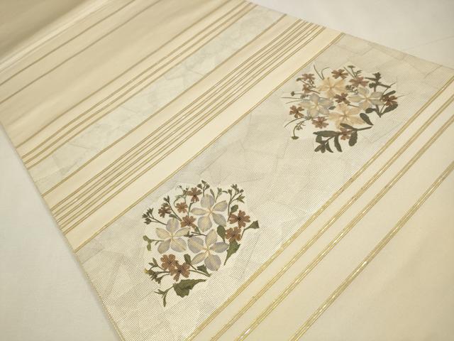 平和屋着物◎六通柄袋帯　螺鈿箔　押し花　金彩　正絹　逸品　CAAW9249qe