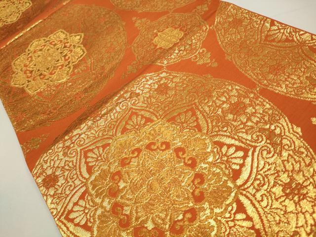 平和屋着物◎六通柄袋帯　正倉院花文　金糸　正絹　逸品　CAAW9261qe