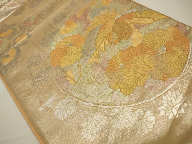 平和屋着物◎六通柄袋帯　花鳥丸文　金銀糸　正絹　逸品　CAAW9270qe