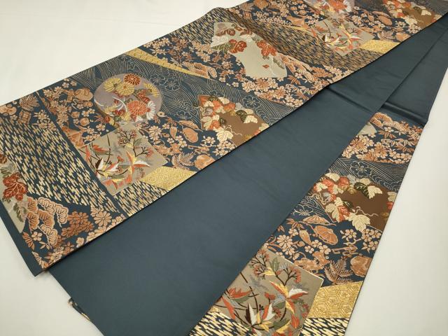 平和屋着物◎六通柄袋帯　唐織　花丸文　金糸　正絹　逸品　CAAW9320qe