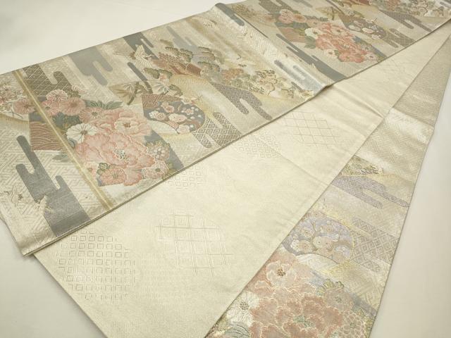 平和屋着物◎佐賀錦　六通柄袋帯　地紙花文　金銀糸　正絹　逸品　CAAW9325qe