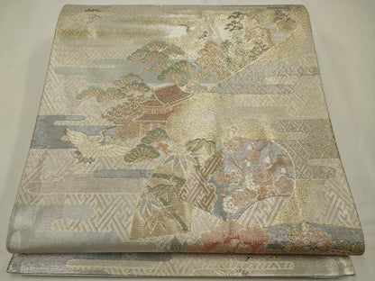 平和屋着物◎佐賀錦　六通柄袋帯　地紙花文　金銀糸　正絹　逸品　CAAW9325qe