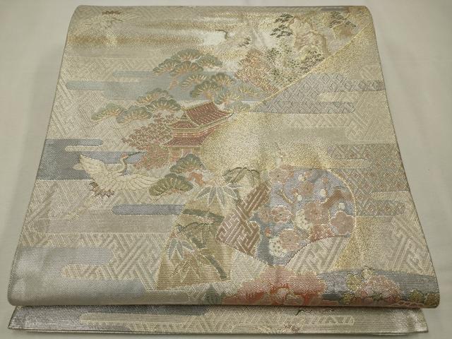 平和屋着物◎佐賀錦　六通柄袋帯　地紙花文　金銀糸　正絹　逸品　CAAW9325qe