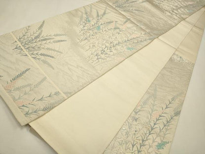 平和屋着物◎六通柄袋帯　唐織　草花文　銀糸　正絹　逸品　CAAW9326qe