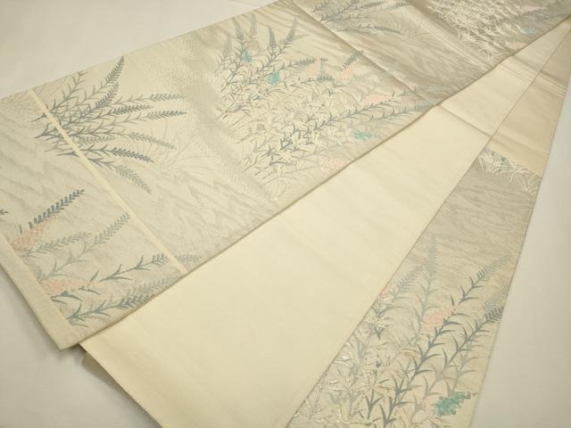 平和屋着物◎六通柄袋帯　唐織　草花文　銀糸　正絹　逸品　CAAW9326qe