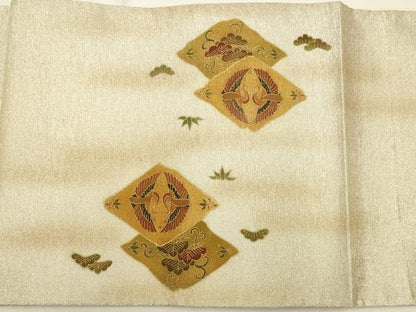 平和屋着物◎太鼓柄袋帯　双鳥花文　金彩　正絹　逸品　CAAW9327qe