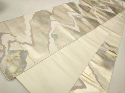 平和屋着物◎六通柄袋帯　道長文　引箔　正絹　逸品　CAAW9329qe
