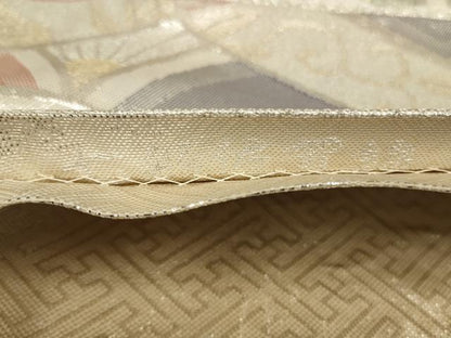 平和屋着物◎七彩佐賀錦　六通柄袋帯　吉祥花文　銀糸　正絹　逸品　CAAW9331qe