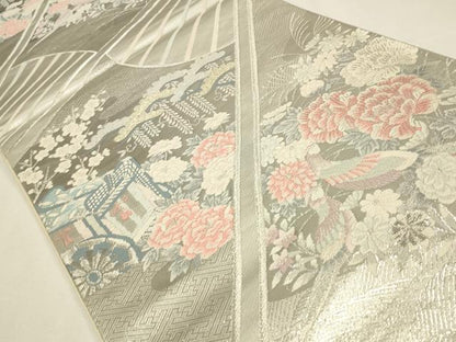 平和屋着物◎六通柄袋帯　唐織　花鳥文　金銀糸　正絹　逸品　CAAW9335qe
