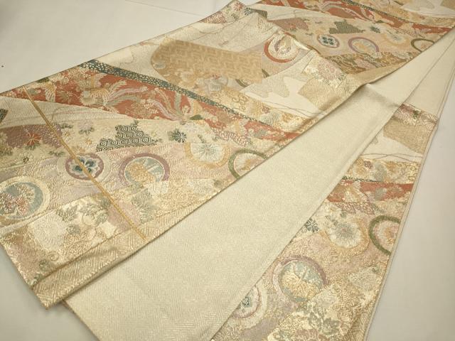 平和屋着物◎佐賀錦　六通柄袋帯　吉祥花鳥文　金銀糸　正絹　逸品　CAAW9337qe