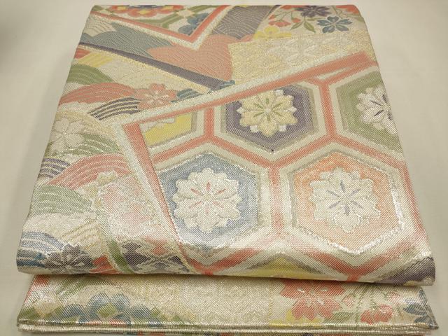 平和屋着物◎佐賀錦　六通柄袋帯　吉祥花文　金銀糸　正絹　逸品　CAAW9340qe