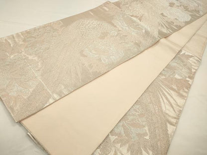 平和屋着物◎六通柄袋帯　花鳥文　雉　銀糸　正絹　逸品　CAAW9349qe