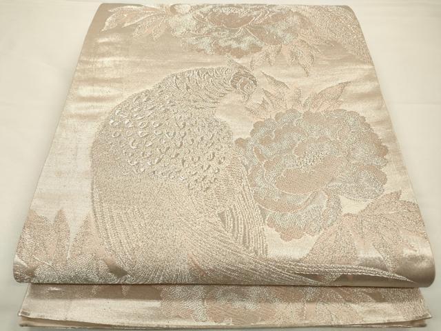 平和屋着物◎六通柄袋帯　花鳥文　雉　銀糸　正絹　逸品　CAAW9349qe