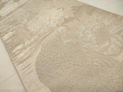 平和屋着物◎六通柄袋帯　花鳥文　雉　銀糸　正絹　逸品　CAAW9349qe