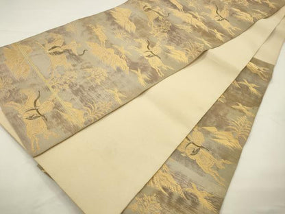 平和屋着物◎六通柄袋帯　狩猟文　金糸　正絹　逸品　CAAW9350qe