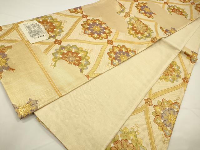 平和屋着物◎佐賀錦　六通柄袋帯　立涌花文　金糸　正絹　逸品　CAAW9352qe