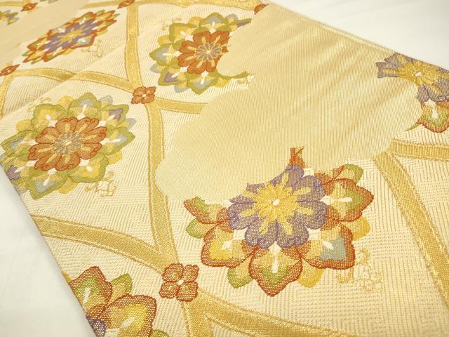 平和屋着物◎佐賀錦　六通柄袋帯　立涌花文　金糸　正絹　逸品　CAAW9352qe