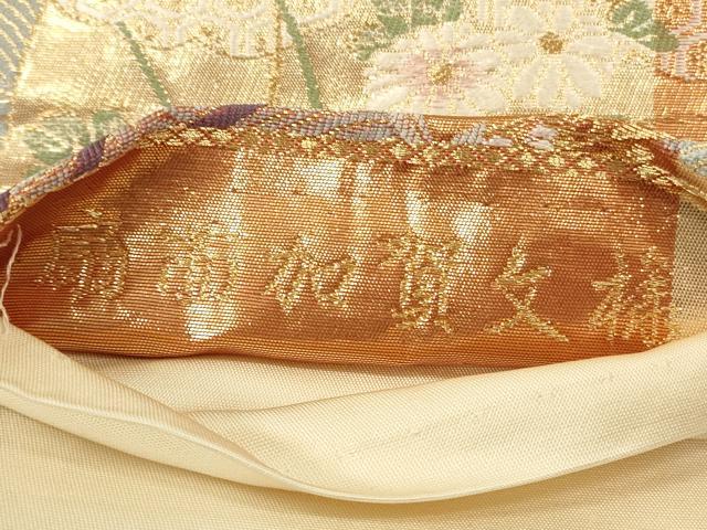 平和屋着物◎六通柄袋帯　唐織　扇面加賀文様　金糸　正絹　逸品　CAAW9357qe
