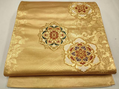 平和屋着物◎西陣　六通柄袋帯　唐織　正倉院花文　金糸　正絹　逸品　CAAW9367qe