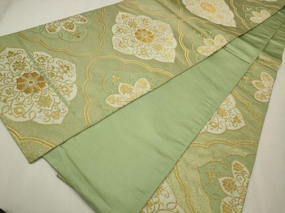 平和屋着物◎六通柄袋帯　花唐草文　金糸　正絹　逸品　CAAW9371qe