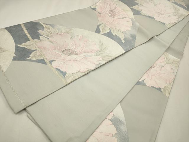 平和屋着物◎六通柄袋帯　唐織　洋花文　銀糸　正絹　逸品　CAAW9372qe