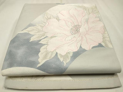 平和屋着物◎六通柄袋帯　唐織　洋花文　銀糸　正絹　逸品　CAAW9372qe