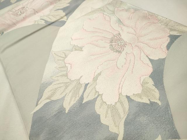 平和屋着物◎六通柄袋帯　唐織　洋花文　銀糸　正絹　逸品　CAAW9372qe