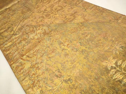 平和屋着物◎西陣　高島織物謹製　六通柄袋帯　狩猟花鳥文　金糸　引箔　正絹　逸品　CAAW9386qe