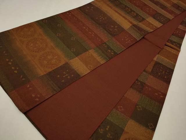 平和屋着物◎全通柄袋帯 横段花丸文 金糸 正絹 逸品 CAAW9403qe