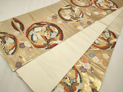 平和屋着物◎六通柄袋帯　唐織　鳳凰花文　金銀糸　正絹　逸品　CAAW9408qe