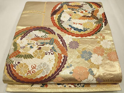 平和屋着物◎六通柄袋帯　唐織　鳳凰花文　金銀糸　正絹　逸品　CAAW9408qe
