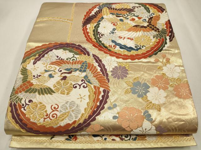 平和屋着物◎六通柄袋帯　唐織　鳳凰花文　金銀糸　正絹　逸品　CAAW9408qe