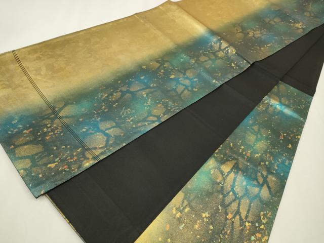 平和屋着物◎六通柄袋帯　霞文　引箔　正絹　逸品　CAAW9410qe