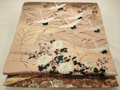 平和屋着物◎全通柄袋帯　唐織　金糸　正絹　逸品　CAAW9479qe
