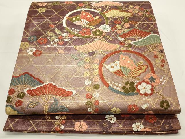 平和屋着物◎六通柄袋帯　唐織　花蝶丸文　金糸　正絹　逸品　CAAW9487qe
