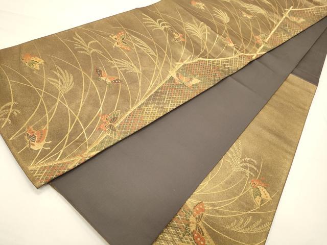 平和屋着物◎六通柄袋帯　唐織　胡蝶錦　秋模様　金糸　正絹　逸品　CAAW9490qe