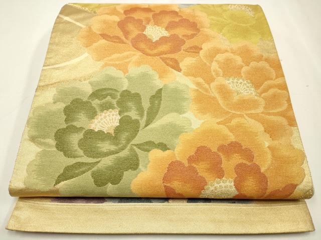 平和屋着物◎六通柄袋帯　草花文　金糸　正絹　逸品　CAAW9495qe