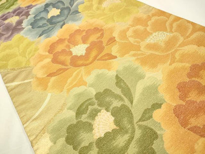 平和屋着物◎六通柄袋帯　草花文　金糸　正絹　逸品　CAAW9495qe
