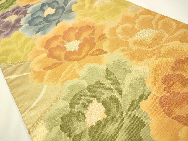 平和屋着物◎六通柄袋帯　草花文　金糸　正絹　逸品　CAAW9495qe
