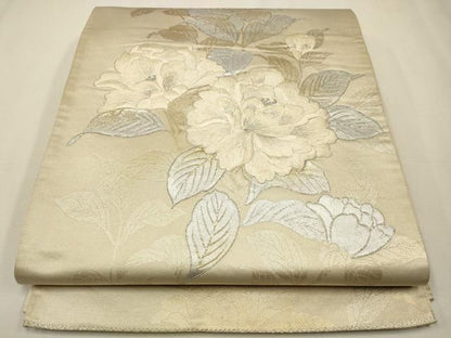 平和屋着物◎六通柄袋帯　刺繍　枝花文　金銀彩　正絹　逸品　CAAW9499qe