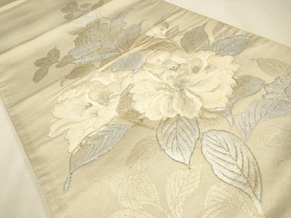 平和屋着物◎六通柄袋帯　刺繍　枝花文　金銀彩　正絹　逸品　CAAW9499qe