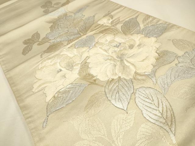 平和屋着物◎六通柄袋帯　刺繍　枝花文　金銀彩　正絹　逸品　CAAW9499qe