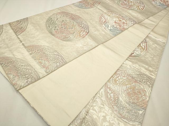平和屋着物◎六通柄袋帯 花丸文 銀糸 正絹 逸品 CAAW9503qe